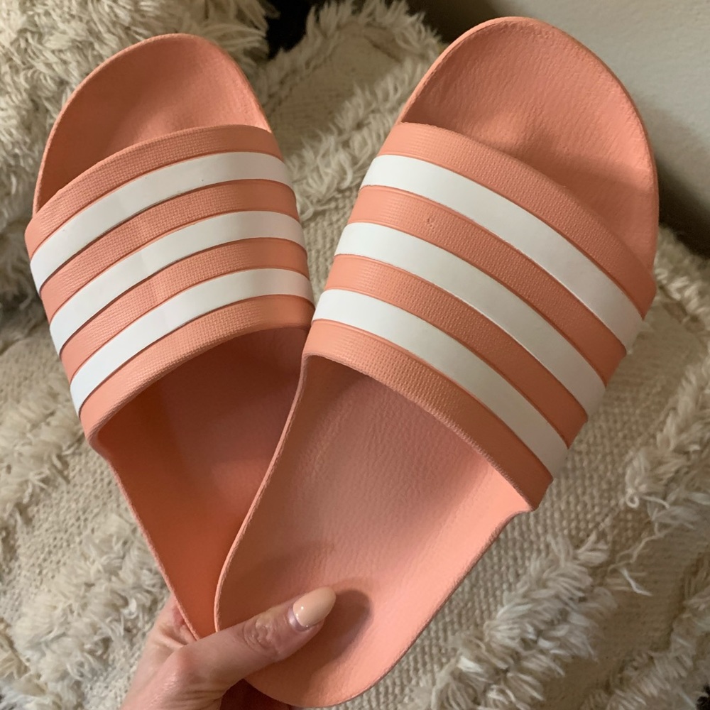 Authentic pink aqua adidas sandals slides sz 9